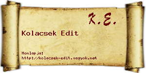 Kolacsek Edit névjegykártya